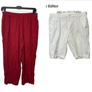 Carribbean Joe Womens Size 16 Long Rayon Blend Red Pants Cotton Blend Shorts